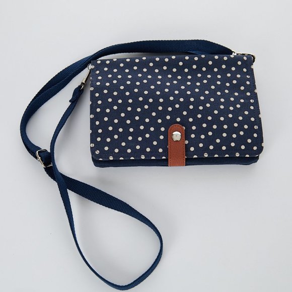 thirty-one Handbags - Thirty One Polka Dot Double Up Navy Crossbody Bag
